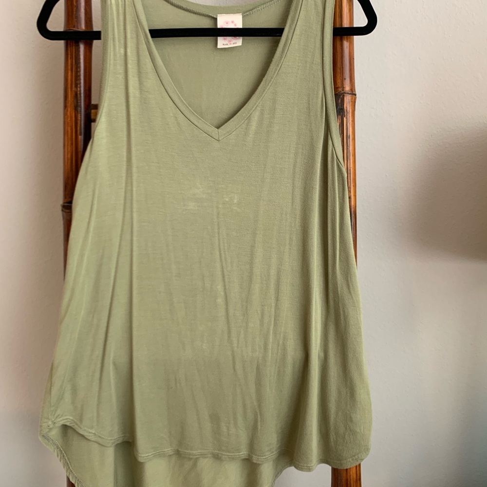 Green V-neck Tank